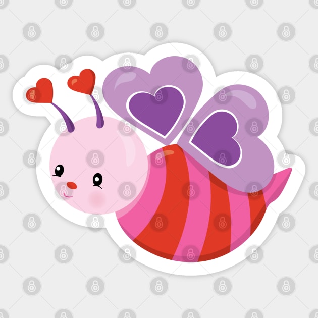 Cute Bee Valentine's day Design Sticker by P-ashion Tee